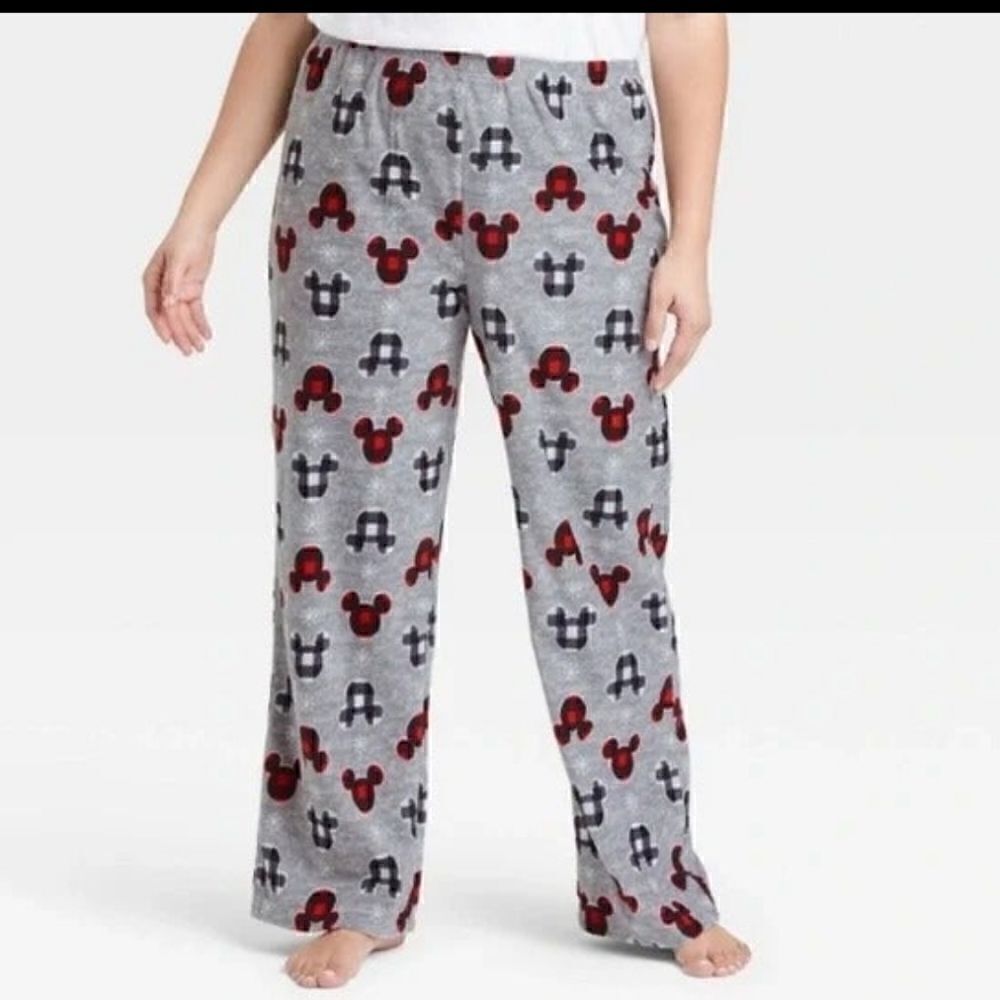 EC DISNEY BUFFALO PLAID MOUSE EARS W/SNOW PAJAMA BOTTOMS